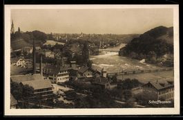 Schaffhausen, Ortsansicht mit Flussparti