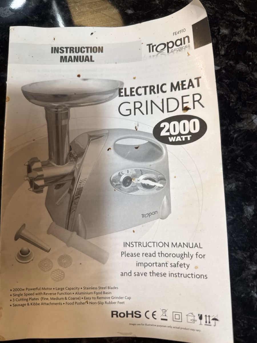 Elettrodomestici da cucina: Tropan Electric Meat Grinder 2000W Black – Nuovo (secondo la descrizione) da Neirivue venduto da naz_z28w 7