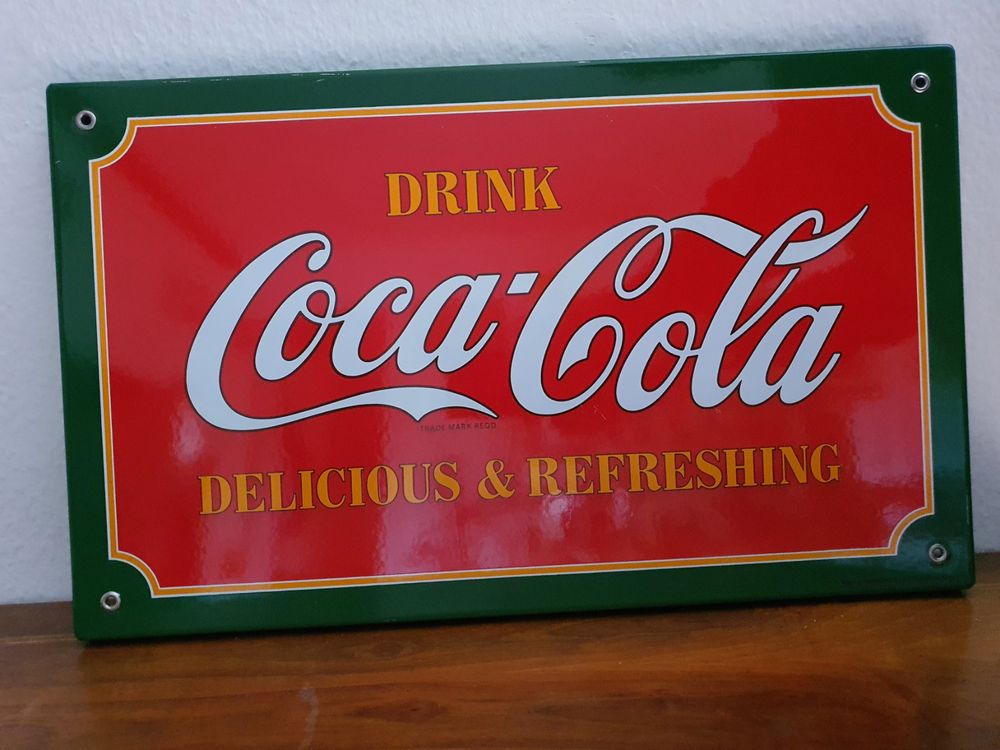 Grosses Emailschild Coca Cola Emaille Schild Reklame Retro | Kaufen Auf ...