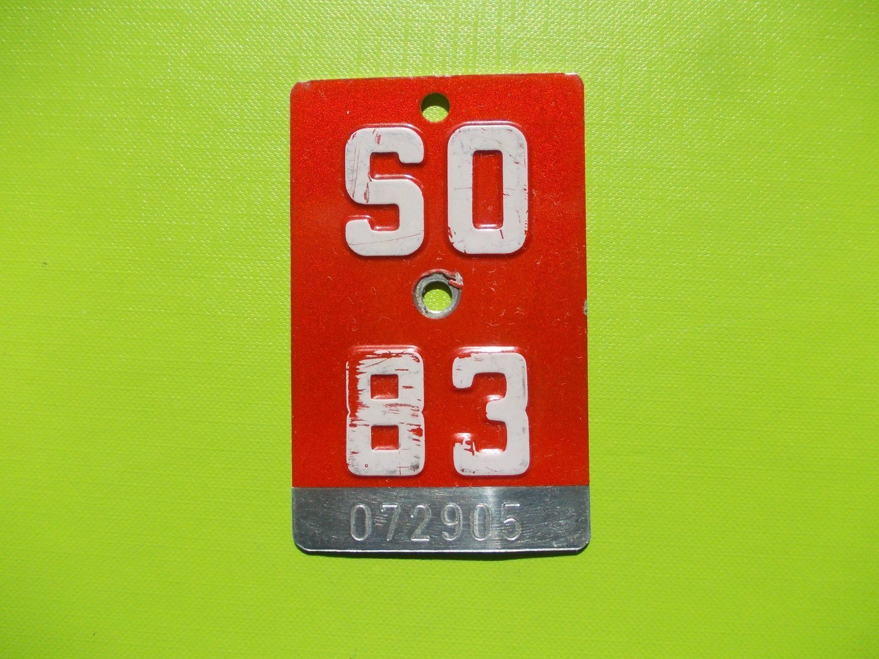 Insegne: Velonummer / Fahrradnummer SO 83 – Usato da Gsteigwiler venduto da HORMIGA21