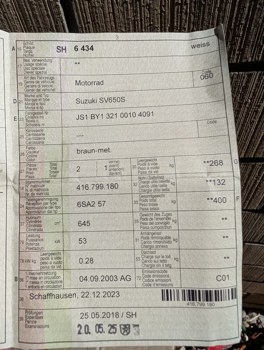 Suzuki Strasse: Suzuki SV 650 S K3 (2003) – Gebraucht aus Schaffhausen von braunbotnet 9