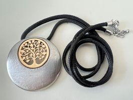 Longkette mit Lebensbaum in XL-Anhänger – Bicolor