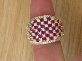 Luxus Elegante Gr.19/9 Ring Farbe: Gold/rot