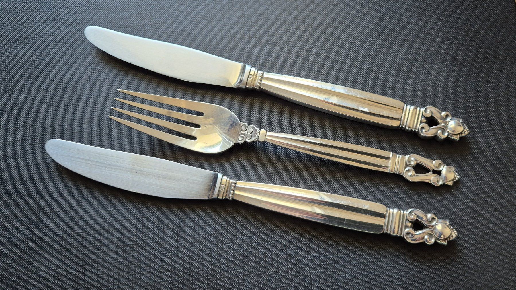 Jensen Set di posate: Georg Jensen Messer & Gabel (Silber 925) – Usato da Zürich venduto da brinkosos