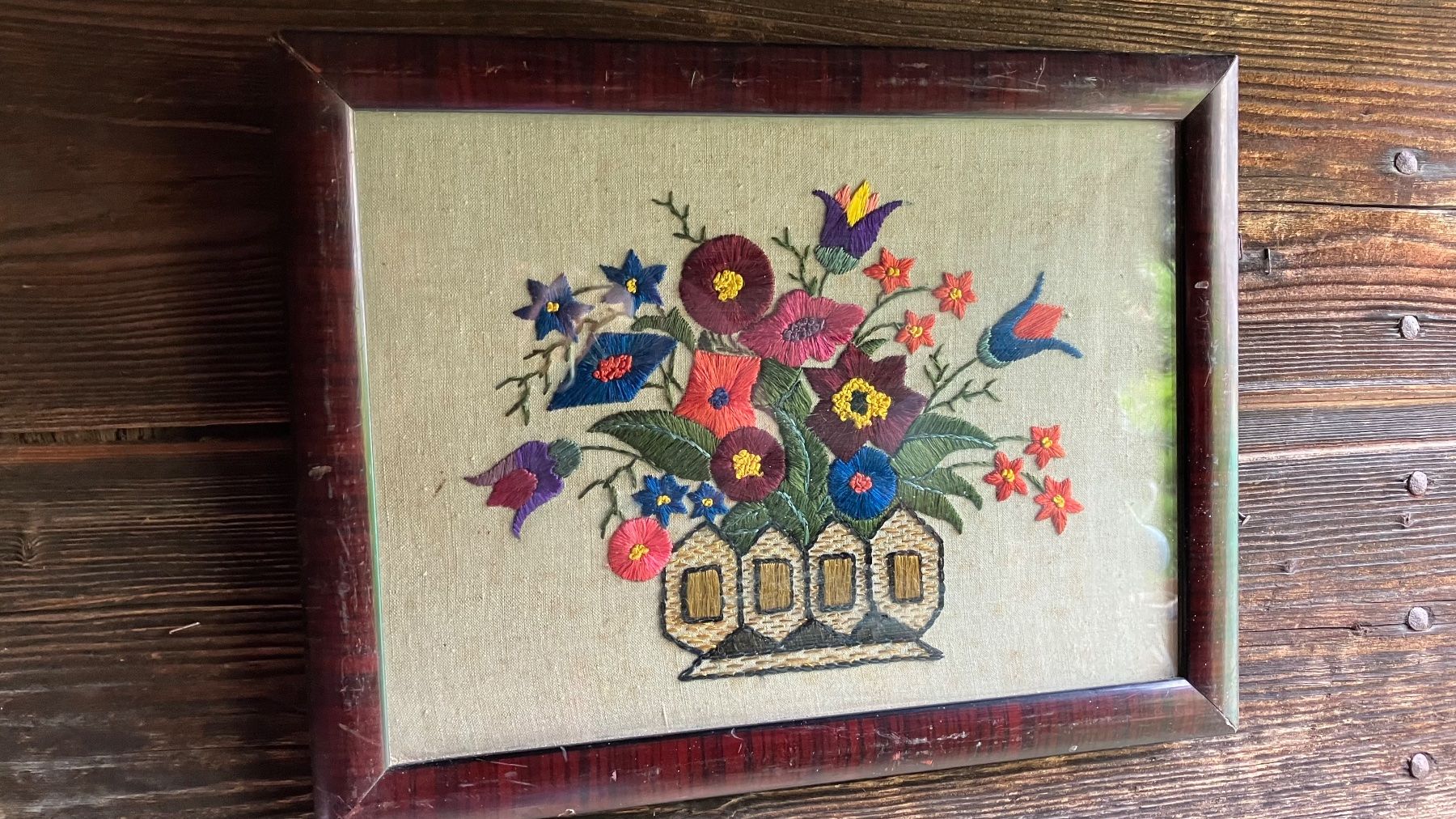Dipinti: Tableau brodé fleur Blument gesticktes Gemälde – Usato da St-Cierges venduto da LeRegain