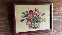 Tableau brodé fleur Blument gesticktes Gemälde