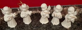 5 Porzellan Engel, Weihnachtsdekoration,