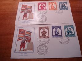 Vatikan 1956, FDC Satz Guardia Svizzera, ungelaufen, 2Belege