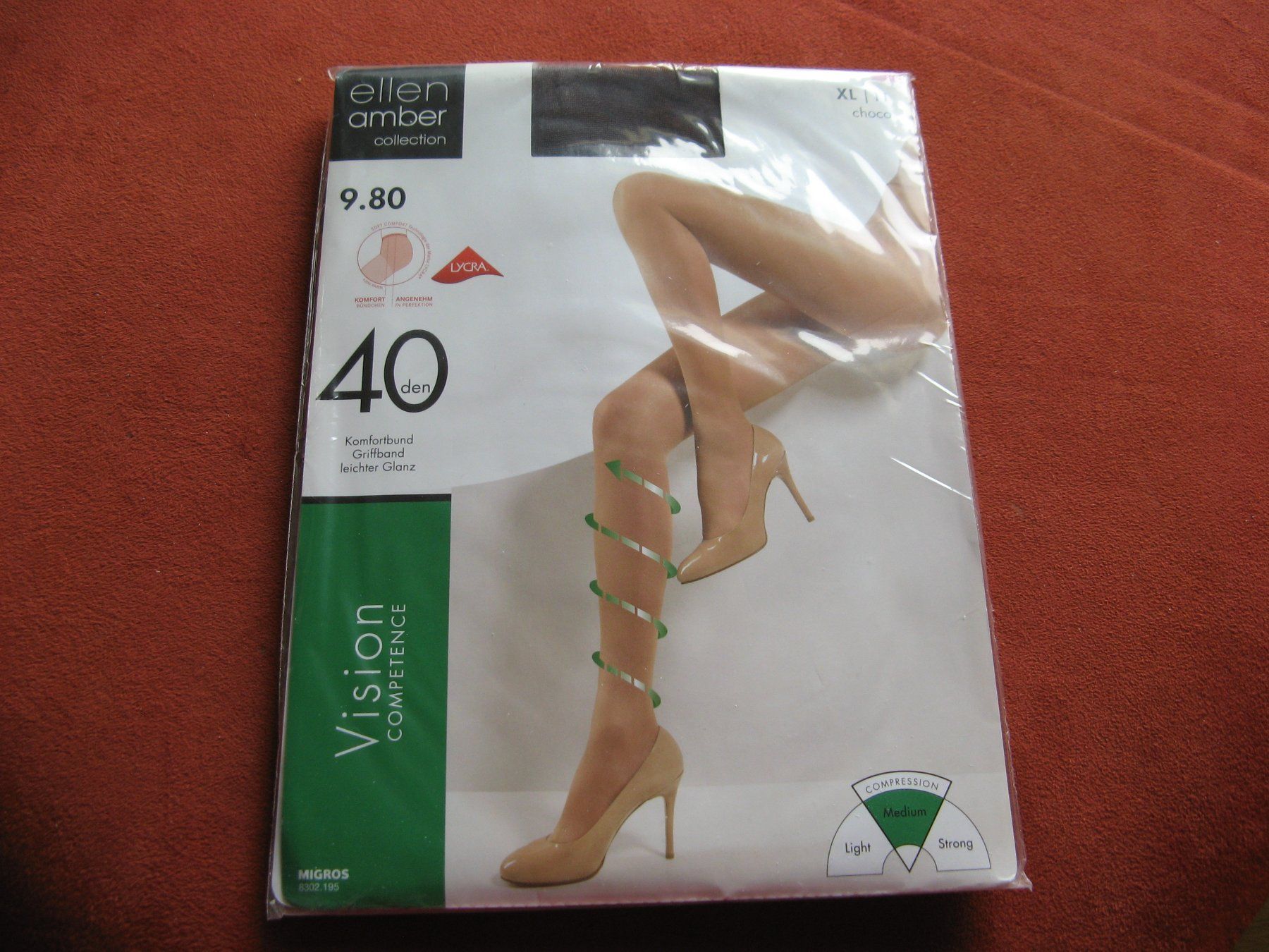 Ellen Amber Calze & Collant: Ellen Amber Compact Medium Strumpfhose 40den Gr.XL Choco – Nuovo e nell'imballaggio originale da Zürich venduto da apil