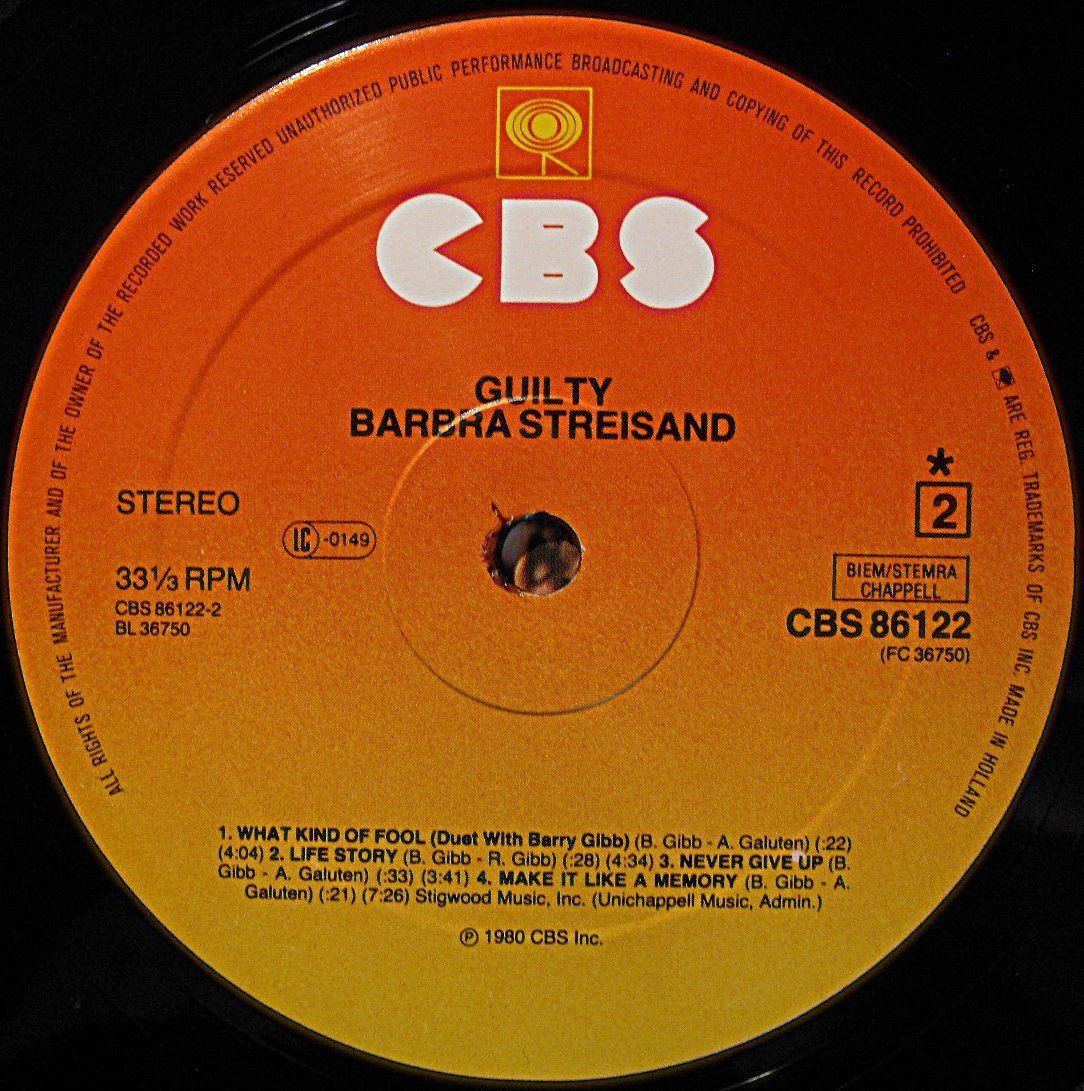 Dischi in vinile: STREISAND "Guilty" LP in VG+ – Usato da Monthey venduto da Pingmub 3
