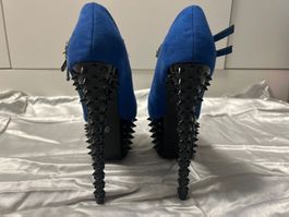 High Heels Pumps Dornen Look, blau Gr 36