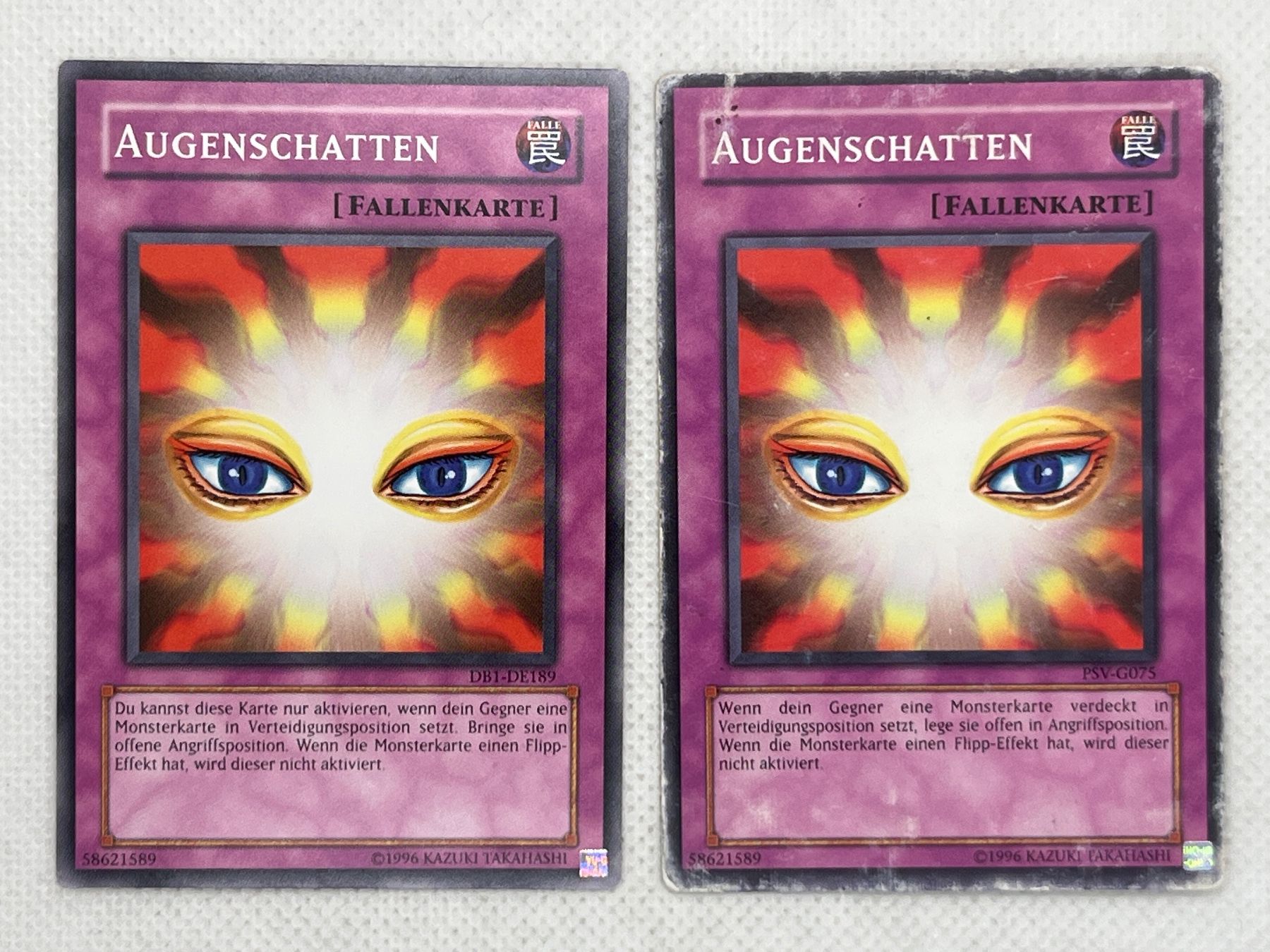 Yugioh Cartes à collectionner: 2x Yu-Gi-Oh! - Augenschatten, Fallenkarte-Set – D'occasion à Hinterkappelen par Kim1992