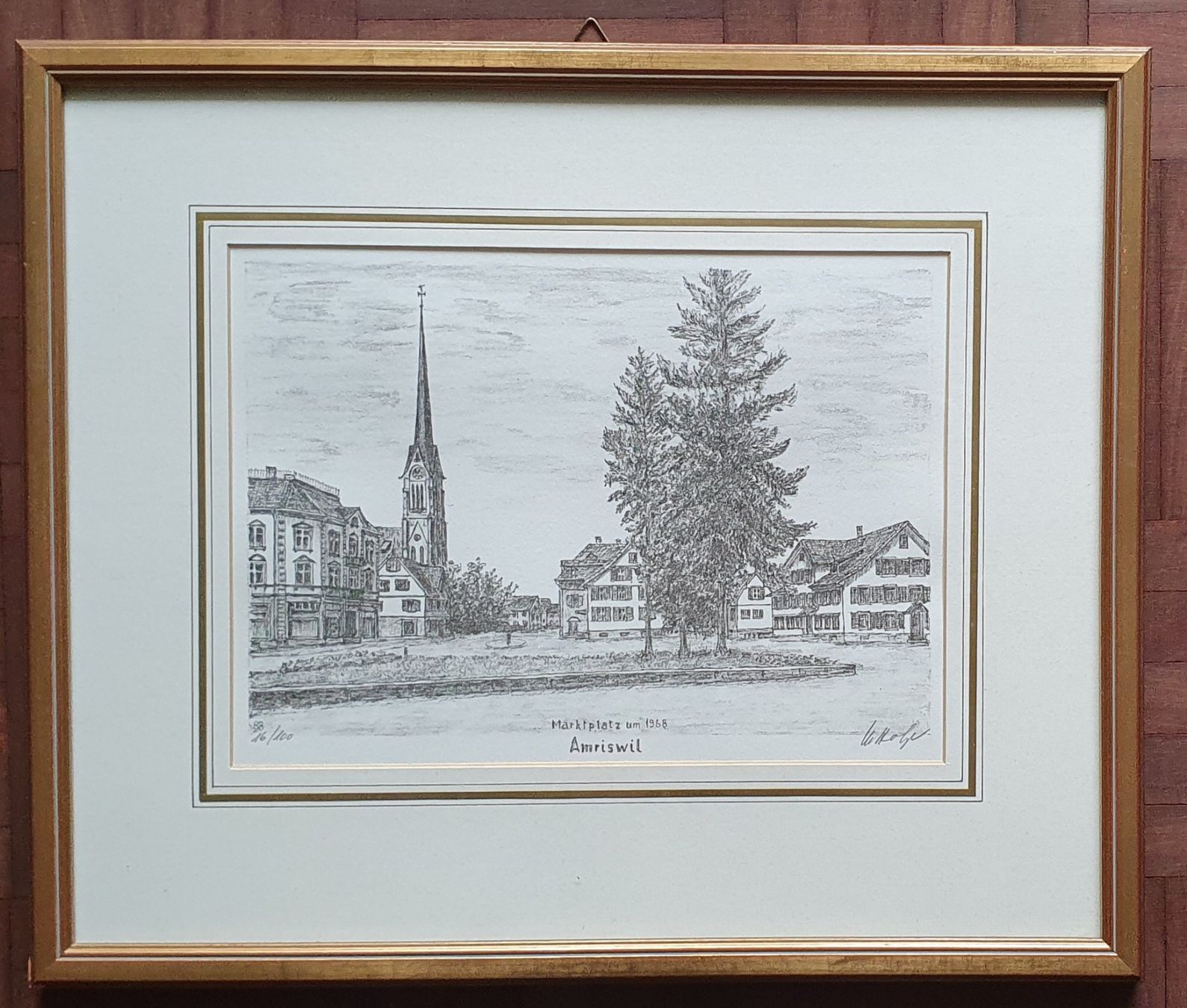 Grafiken & Lithographien: Bild - Lithographie Amriswil Marktplatz – Gebraucht aus Kreuzlingen von Rschweiz1