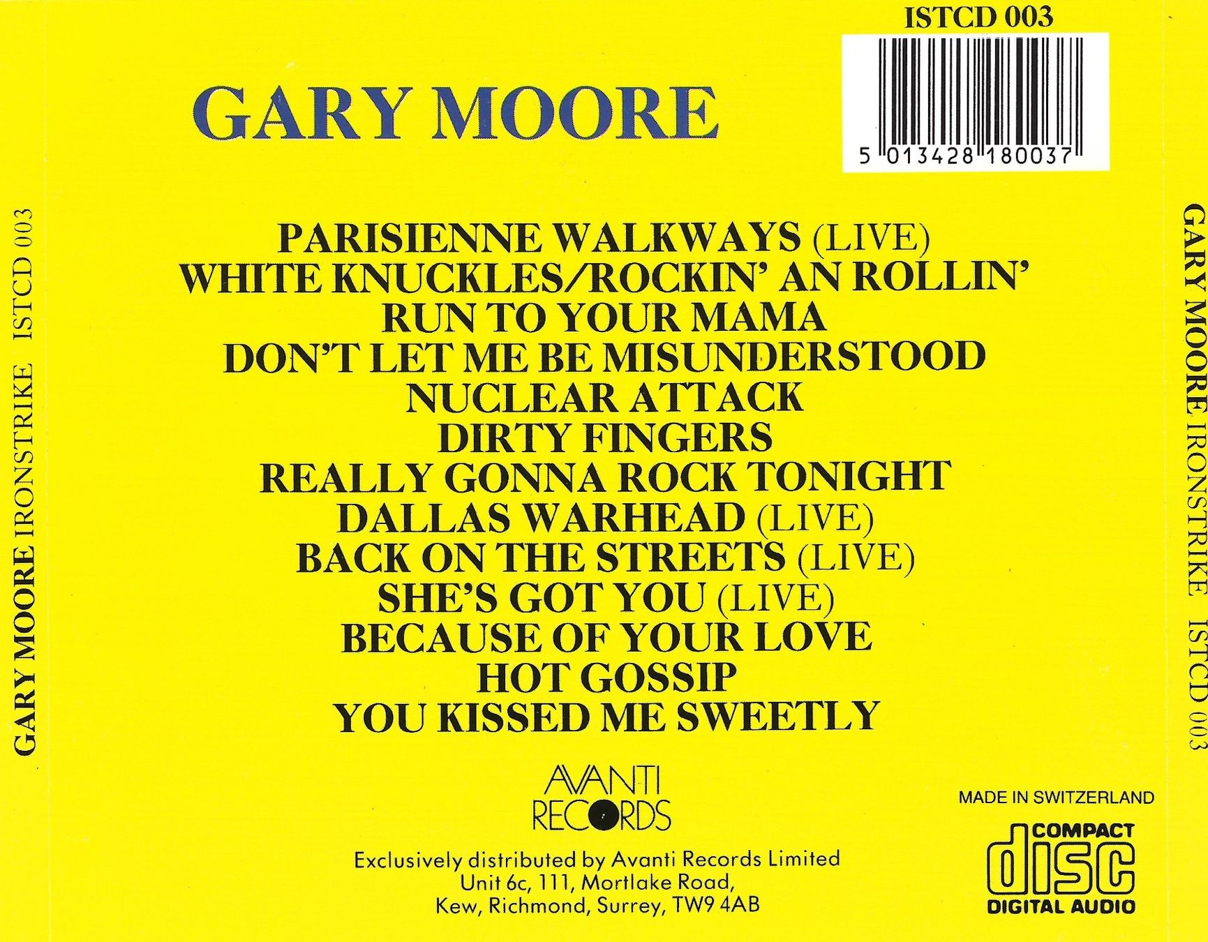 CD: CD: GARY MOORE - 13 Rock Hard Hits – Usato da Rotkreuz venduto da groeli69 1