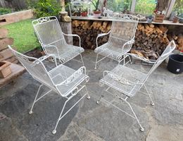 4 Gartenstühle aus Metall, Vintage, Shabby Chic, Weiss