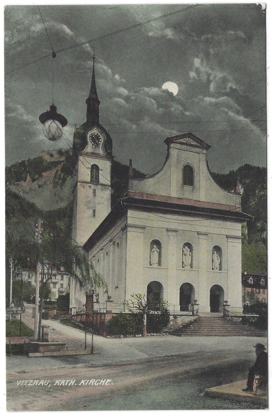 Cartoline postali: VITZNAU,  KATH.  KIRCHE – Usato da Bütschwil venduto da Jackson1A