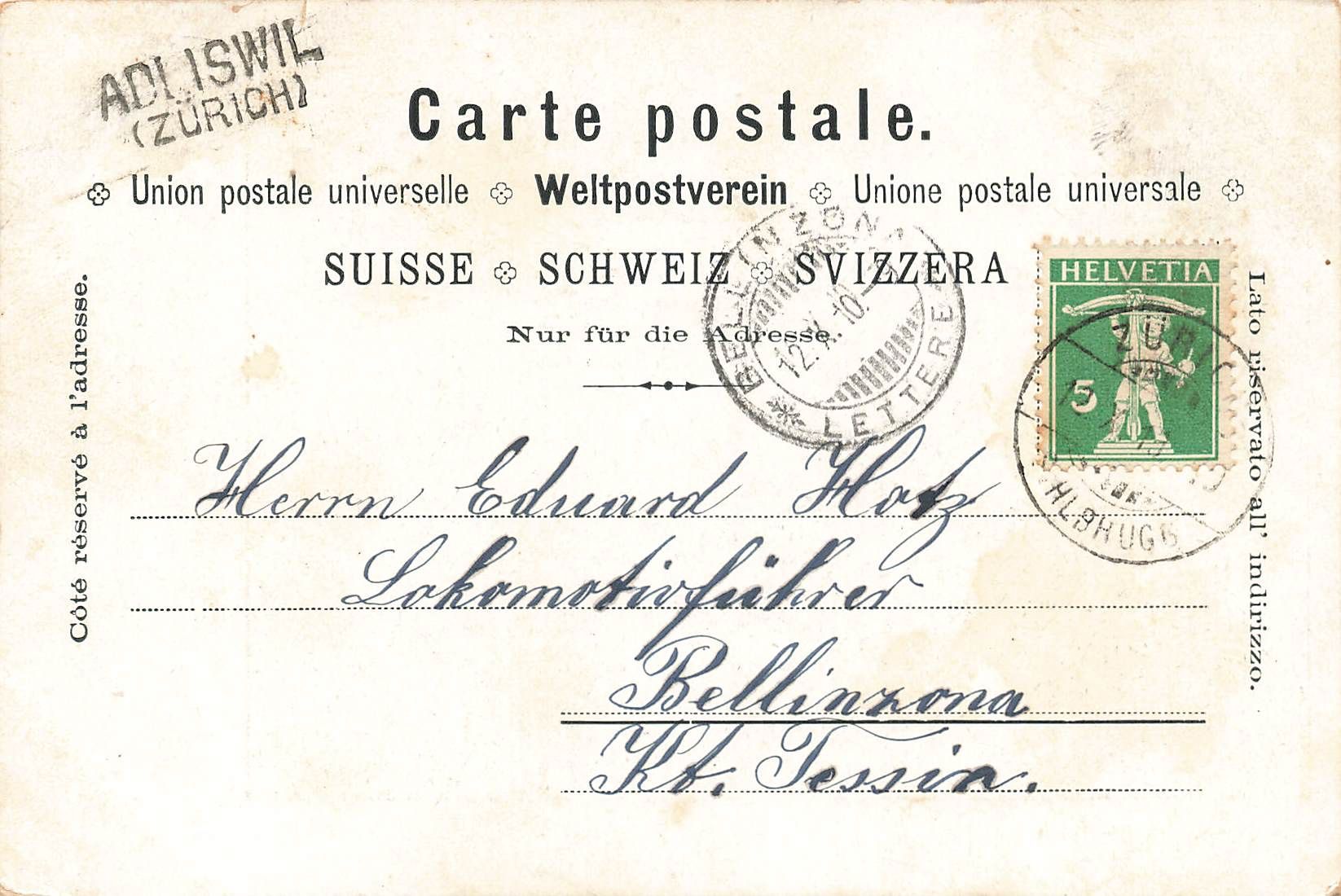Cartoline postali: Zurich Landesmuseum – Usato da Biasca venduto da Blenio71 1