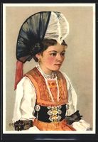 Künstler-AK Appenzell, Frau in Tracht