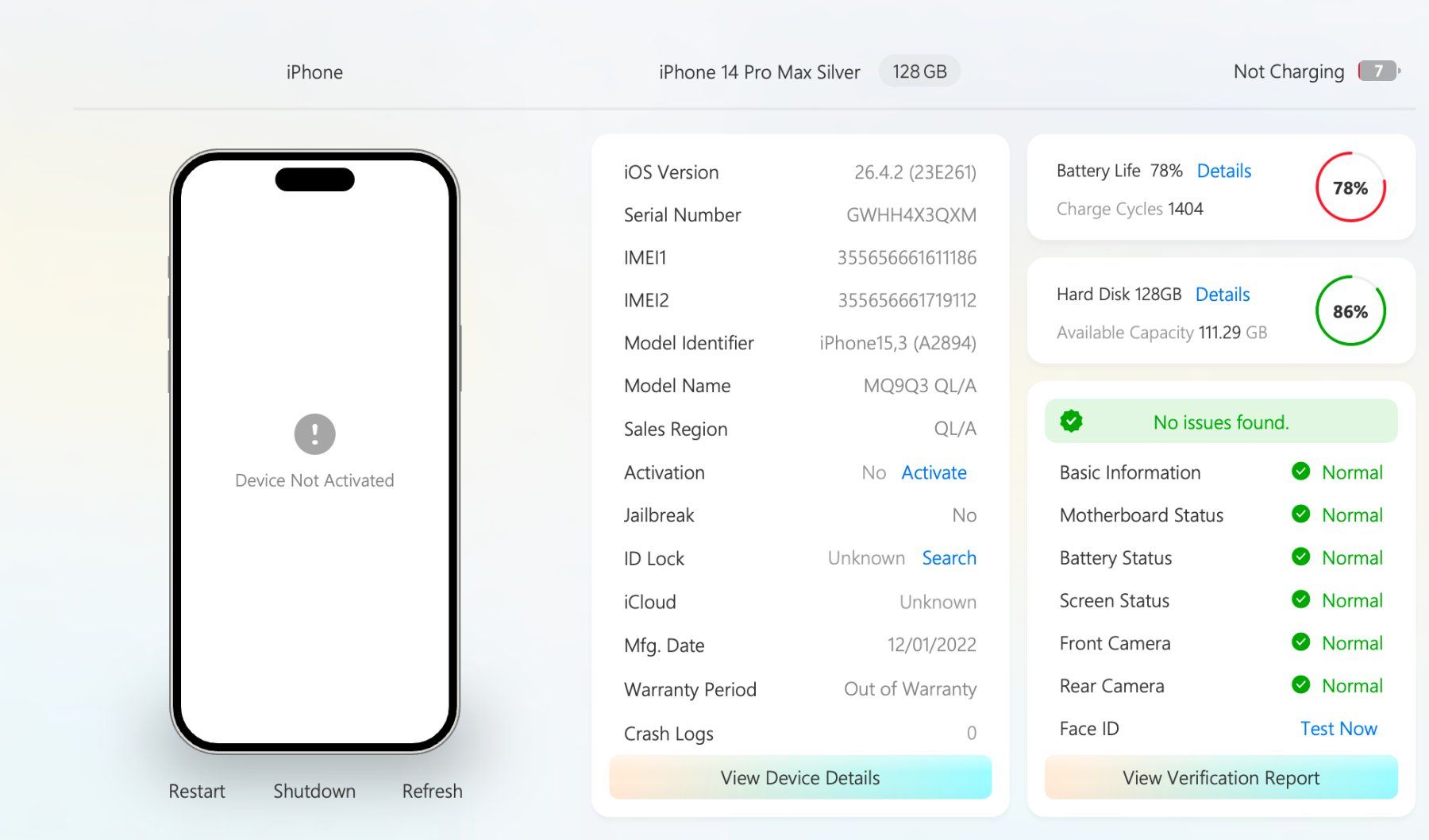 Apple Telefoni cellulari / Smartphones: Vendo Iphone 14 Pro Max Bianco 128 GB – Difettoso da Chiasso venduto da zeq_798r 6