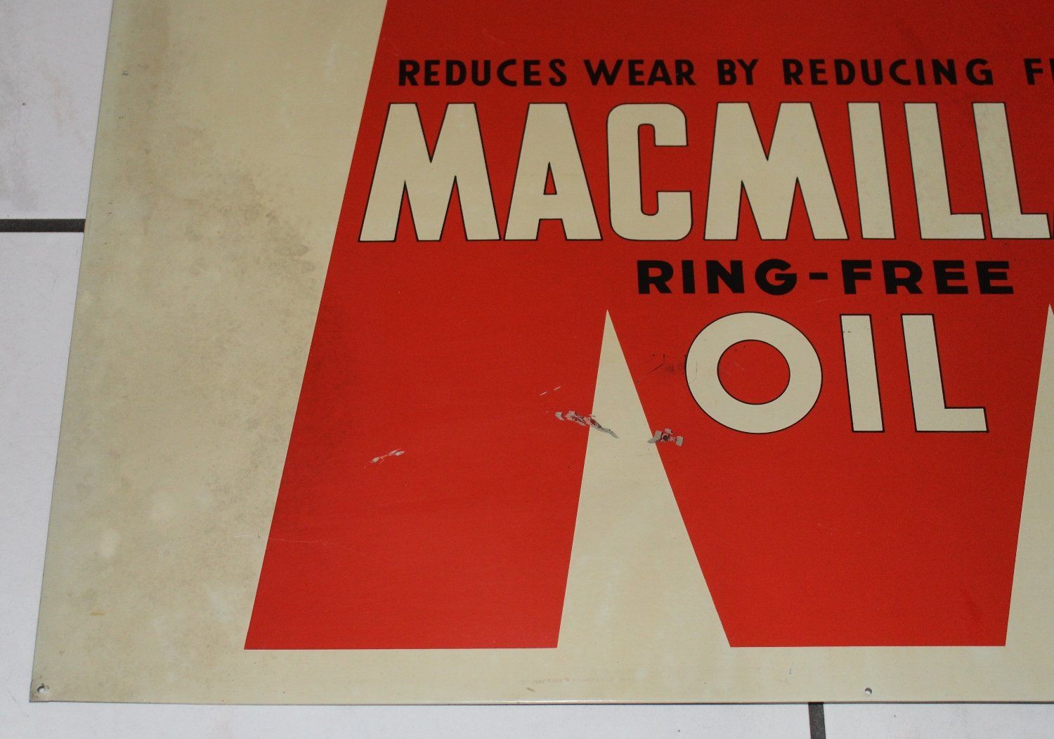 Insegne: Macmillan Oil Blechschild 50s Schweiz – Usato da Lüchingen venduto da Aw67 1