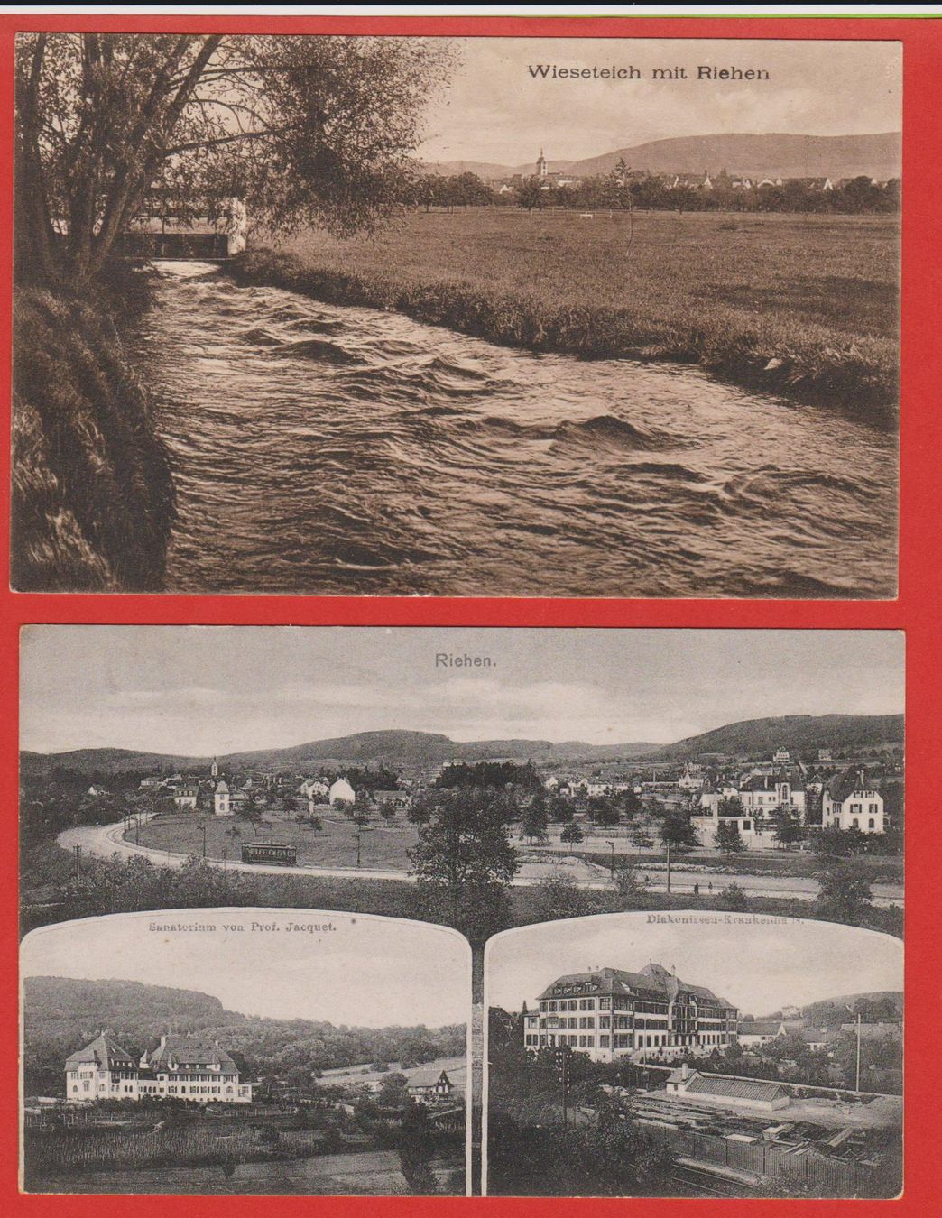 Cartoline postali: Riehen  -  7 alte Ansichtskarten und Stabstempel Riehen 1911 – Usato da Vitznau venduto da Ropaku 2