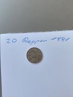 20 Rappen 1881 Bern Schweiz Müze. sehr schöner Zustand