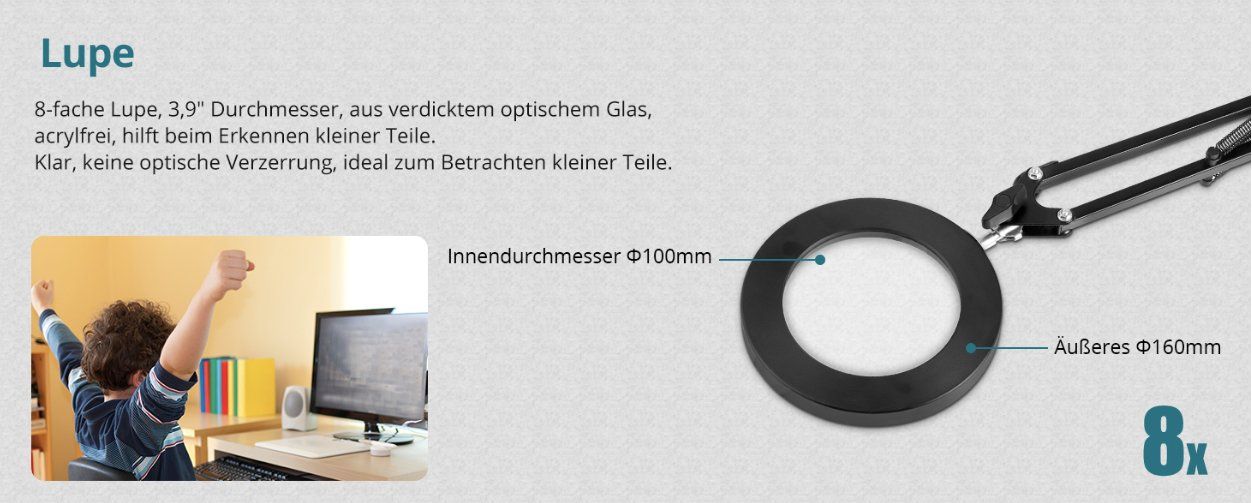 Altro per Ottica: Flexibel 64 LED Lupenleuchte mit Ständer 8X – Nuovo e nell'imballaggio originale da Châtelaine venduto da topshop.switzerland 6