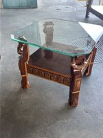Table basse bois de rose et verre sculptés Vietnam 🇻🇳 .