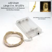 LED Draht 5 m mit 50LEDs warmweiss