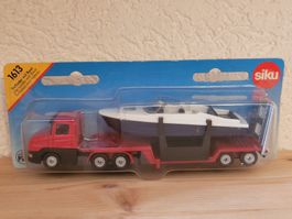 SIKU - Miniature Lkw - N° 1613 Low Loader with Boat -Neu+OVP