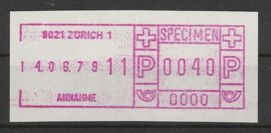 Alle Briefmarken: SFS Probedruck mit den grossen Nullen – Gebraucht aus Oberglatt ZH von Wiedmi6