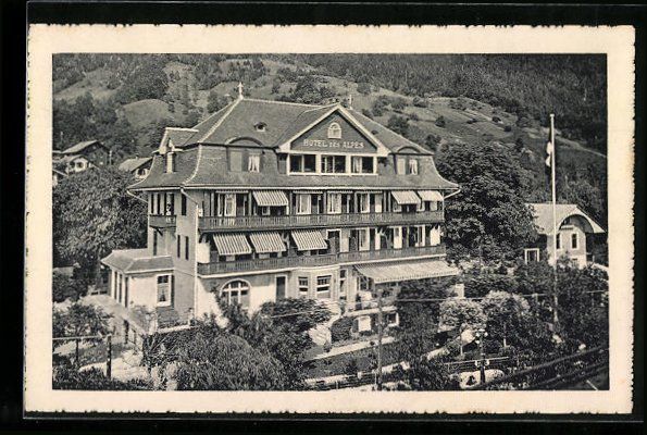 Cartoline postali: Merligen /Thunersee, Hotel des Alpes mit – Usato da Berlin venduto da bartko-reher