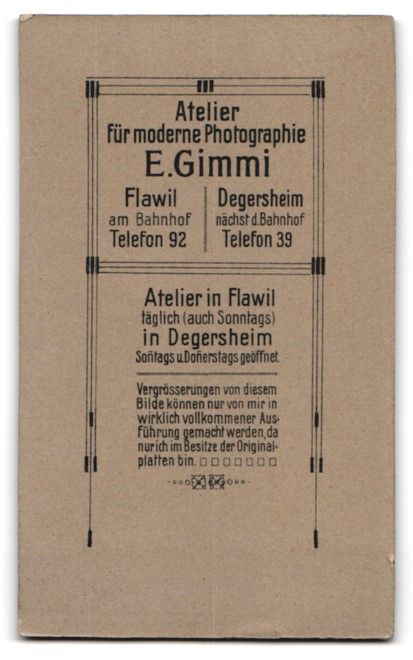 Fotografie &  Plakate: Fotografie E. Gimmi, Flawil, am Bahnhof  – Gebraucht aus Berlin von bartko-reher 1