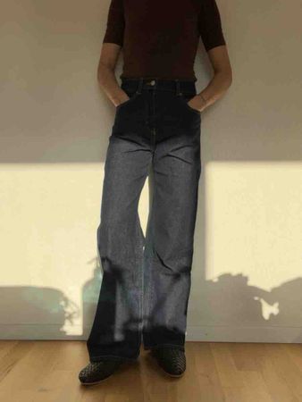 Damen Jeans weit geschnitten dunkelblau neuwertig