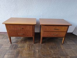2x Vintage Nachttische massiv Holz 2 Schubladen 59x48x37cm