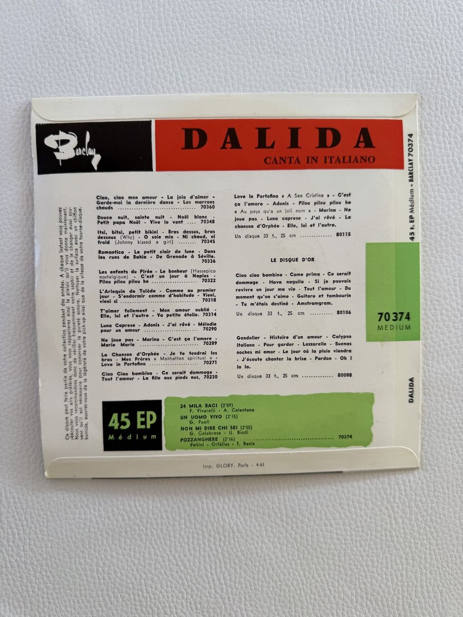 Dischi in vinile: Disque Dalida 45 Tour – Usato da Domdidier venduto da Watch3210 1