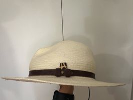 Aranda Sombreros Strohhut beige mit Lederband neuwertig 57cm