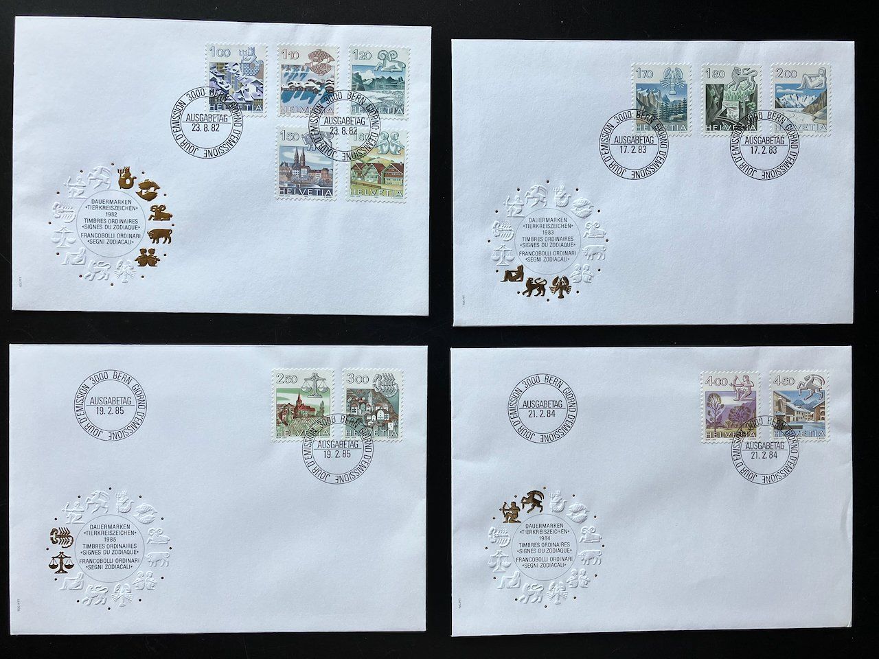 Alle Briefmarken: Tierkreiszeichen 1982-86 auf FDC – Gebraucht aus Nesslau von zueri6