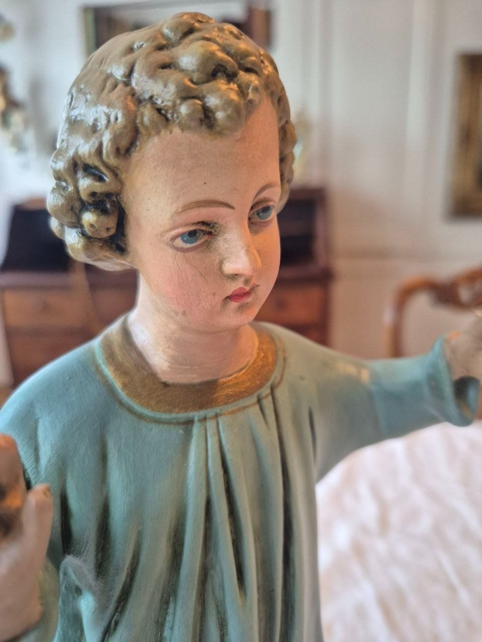 Figuren: Jesuskind Figur Gips 1920 – Gebraucht aus Speicher von Ramtha1 2