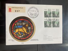 Schweiz 1983 Tierkreis R-FDC 4er-Block Löwe Champ-du-Moulin
