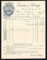 Rechnung Genève 1900, Garin, Bange, Vin