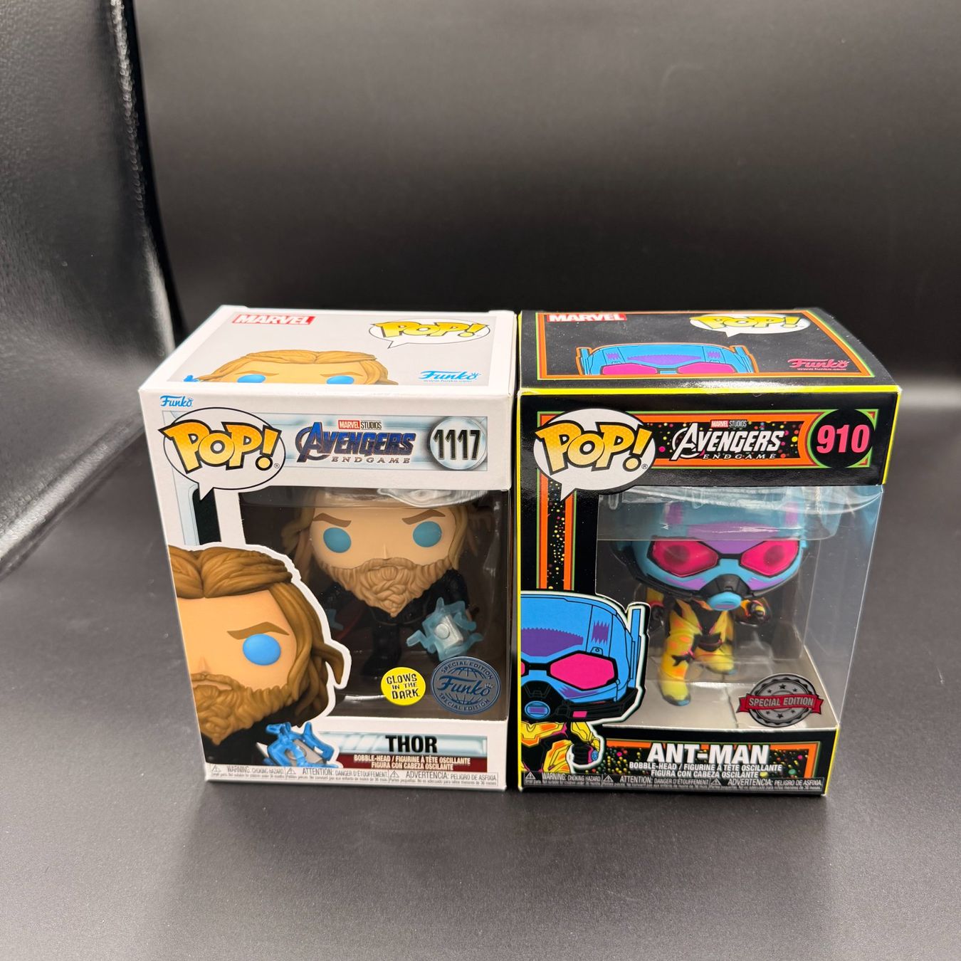 Funko Statuette: Funko Pop! Marvel Thor 1117 GITD & Ant-Man 910 Blacklight – Usato da Düdingen venduto da Nerdworld