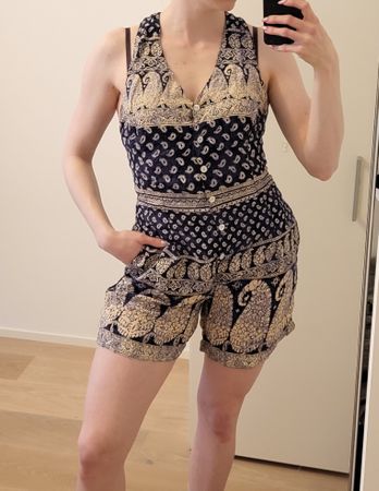 Vintage Sommer Jumpsuit 38/40 von H&M - blau/weiss