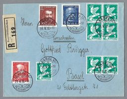 FDC 1932 50 J. GOTTHARDBAHN +ZUSATZFR. ET-0 BASEL 31.V. Ia!