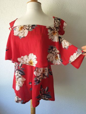 OVERALL JUMPSUIT MADELEINE 36 S TOP TUNIKA BLUSE KLEID ROT