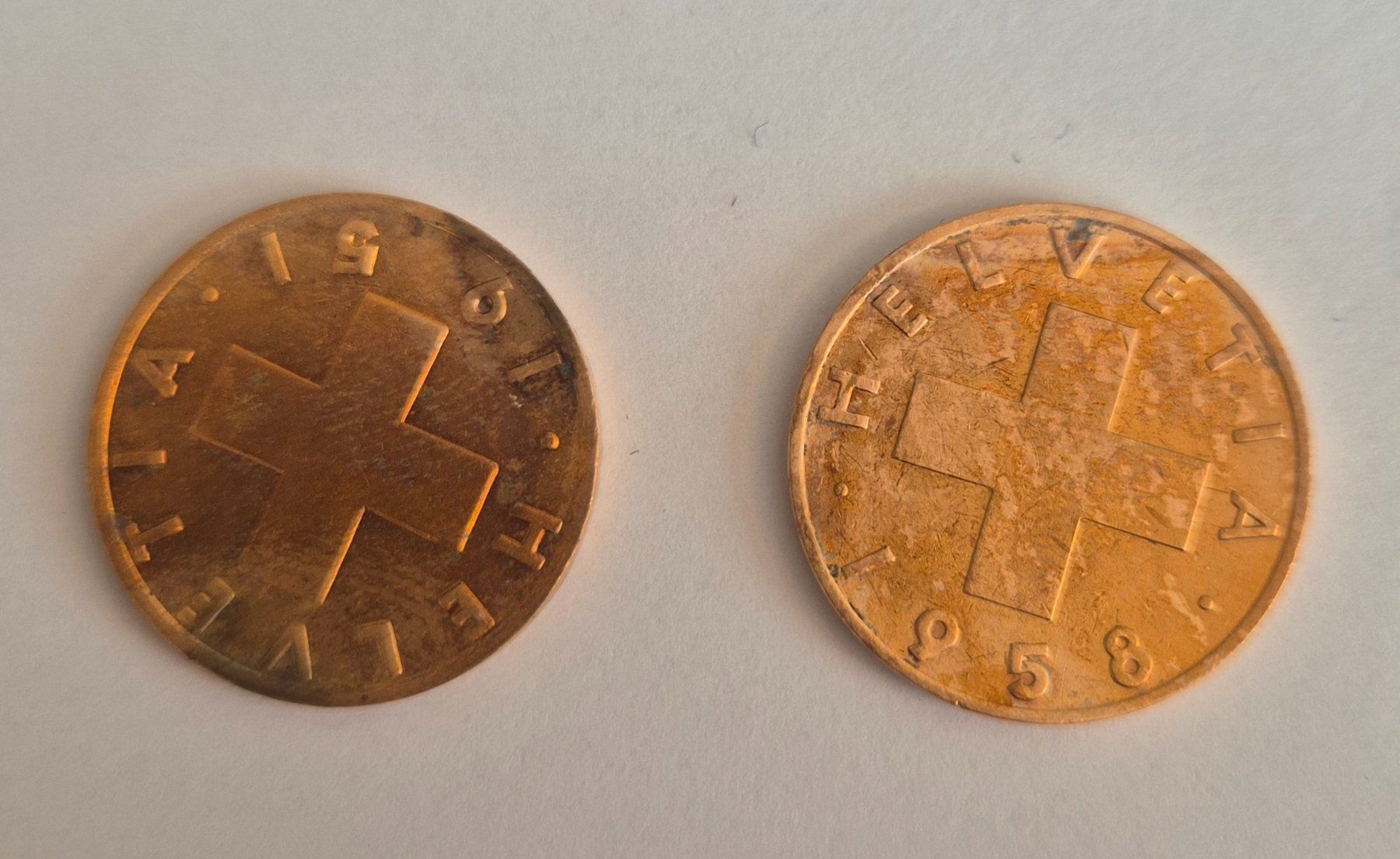 Tutti le monete: 2Stk  2 Räppler Schweiz 1958/1951 – Usato da speicher venduto da Emosan
