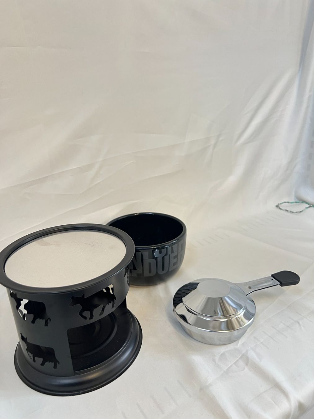 Padelle: Kleiner Fondue Caquelon mit Rechaud – Usato da Zürich venduto da Drahtzug 1