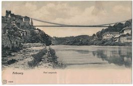 Fribourg, pont suspendu vers 1910