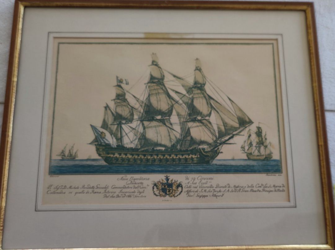 Foto & Immagini: Kolorierte Schiffsradierung "Nave Napolitana Dedicata" – Usato da Stäfa venduto da Rampensau