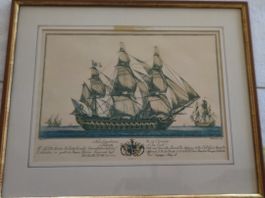 Kolorierte Schiffsradierung "Nave Napolitana Dedicata"